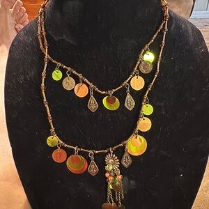 Multicolor Beaded Necklace with Gold Accents